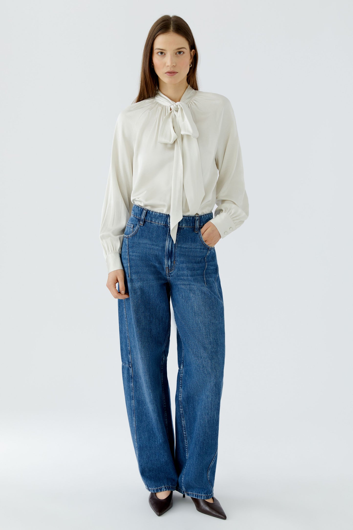 Oui Cream Tie Blouse 99093