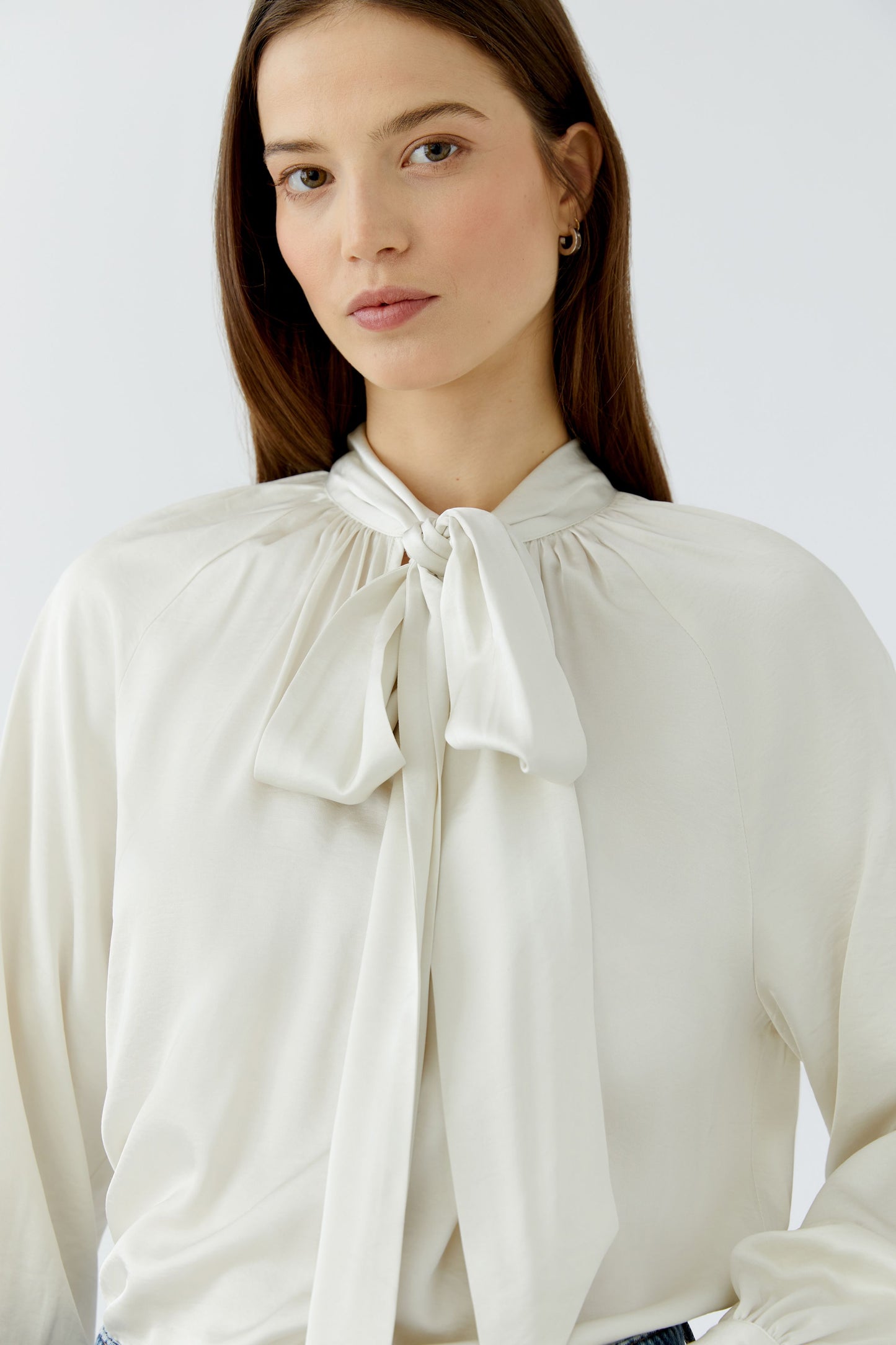 Oui Cream Tie Blouse 99093