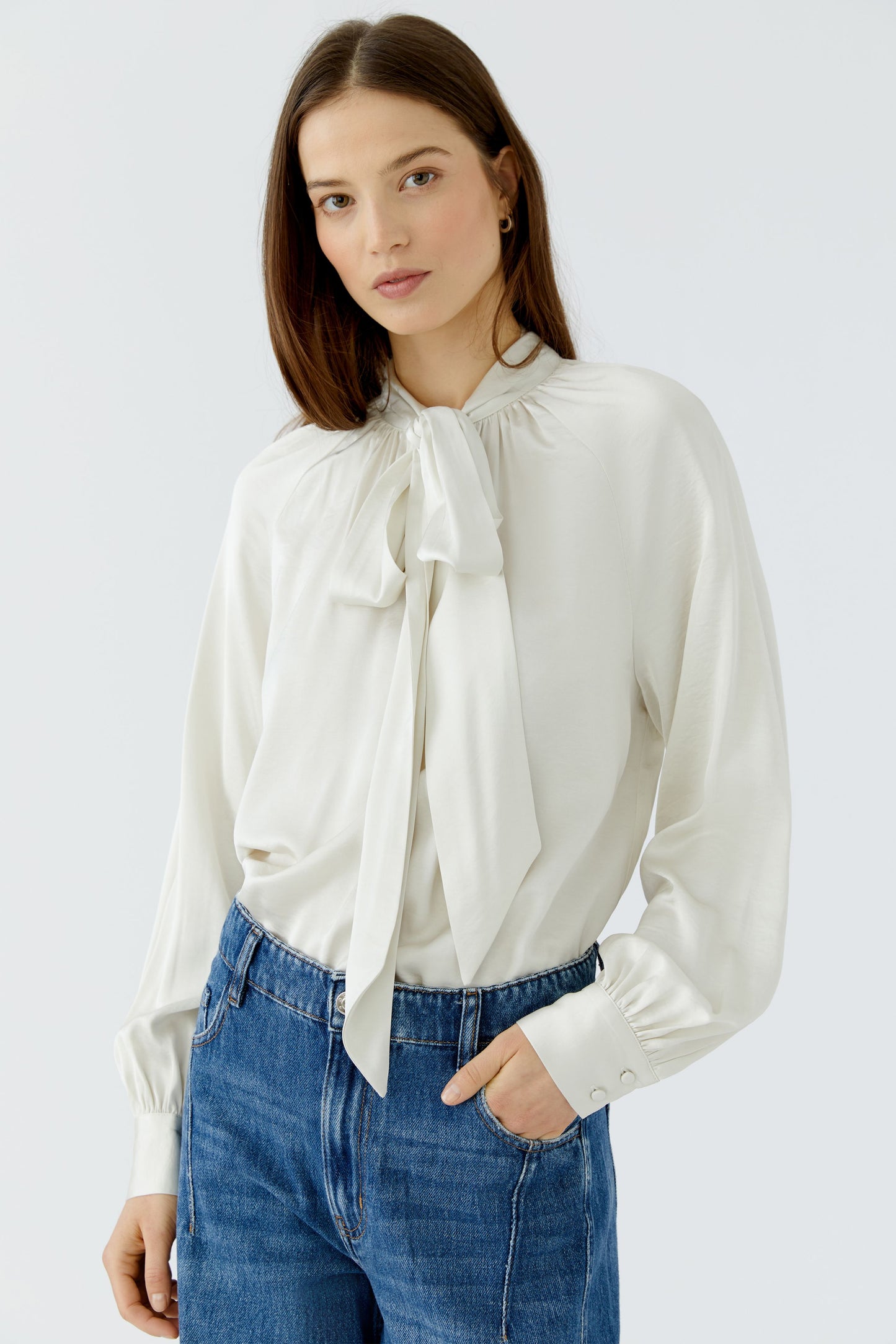 Oui Cream Tie Blouse 99093
