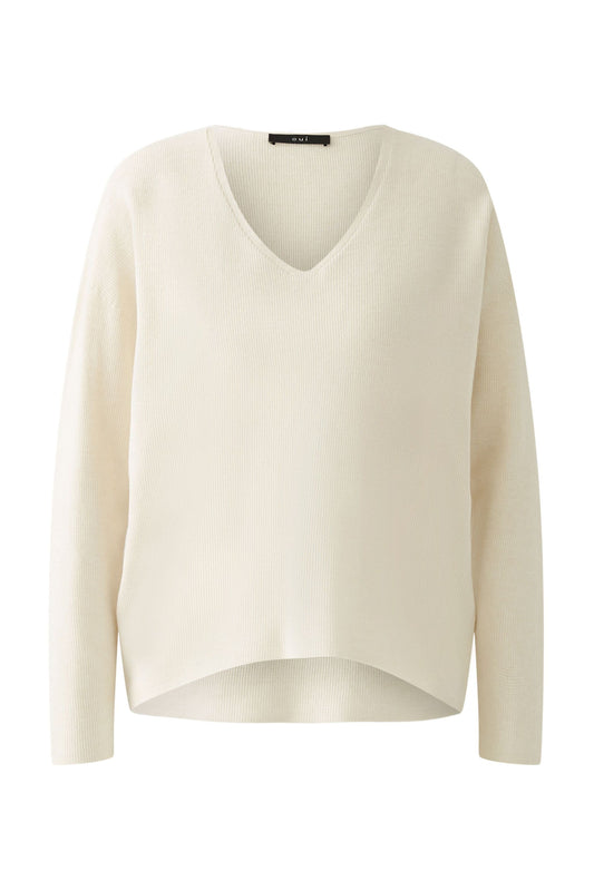 Oui Off White V Neck Sweater 89057