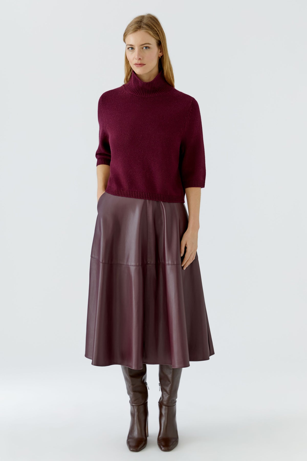 Oui Berry Pleather Skirt 87352