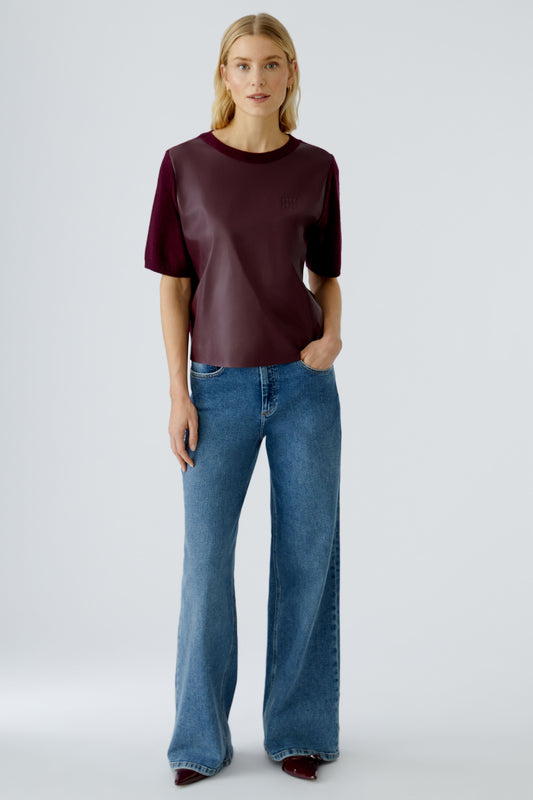 Oui Pleather Front Sweater 94602