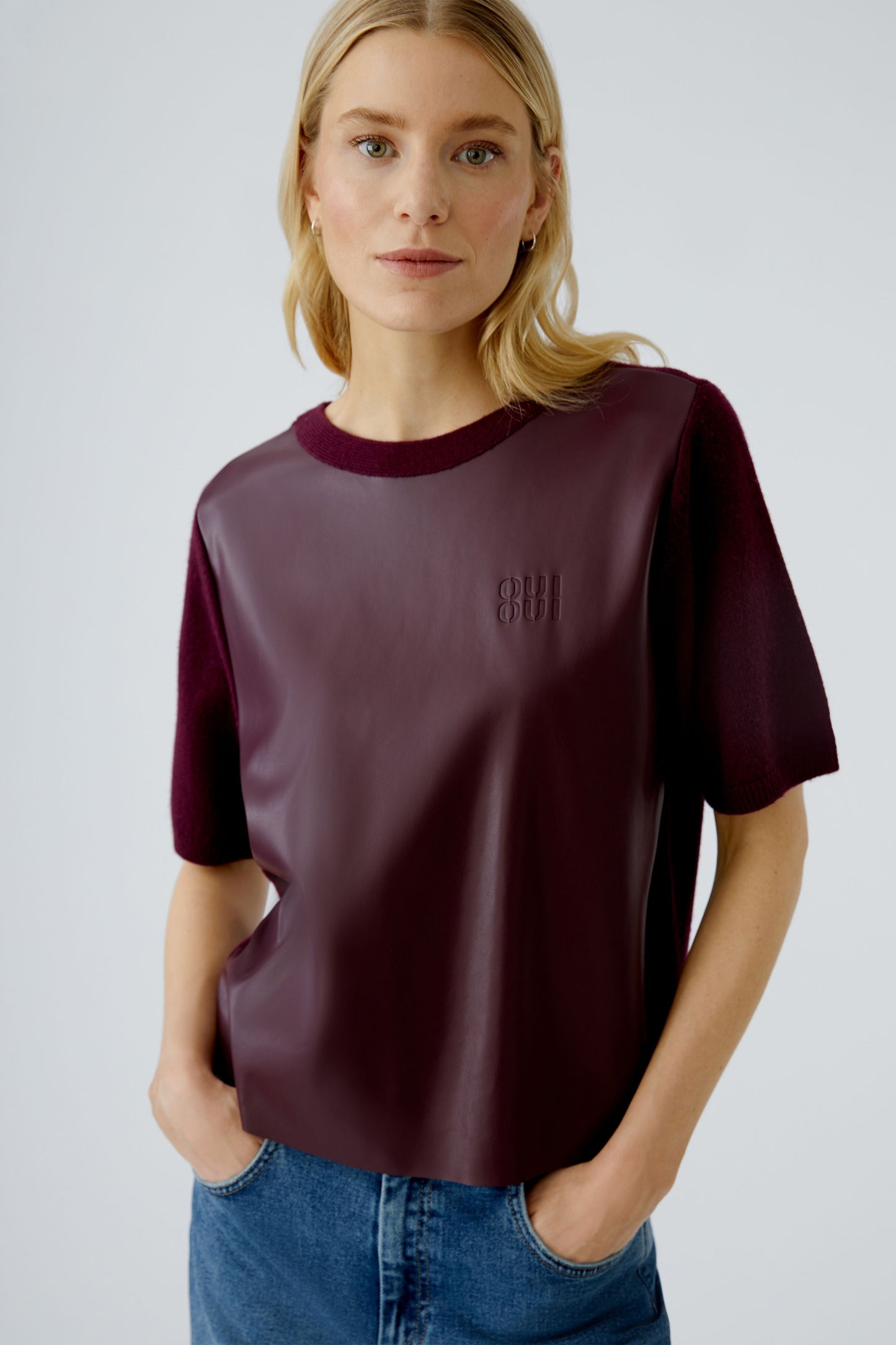 Oui Pleather Front Sweater 94602