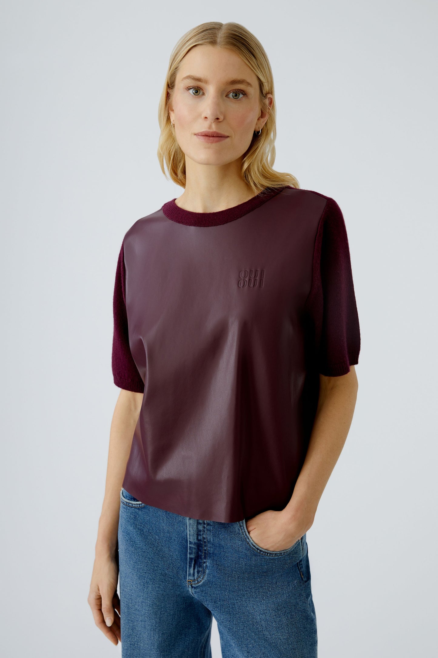 Oui Pleather Front Sweater 94602