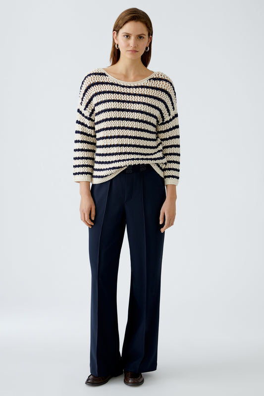 Oui Navy Twill Trousers 91737