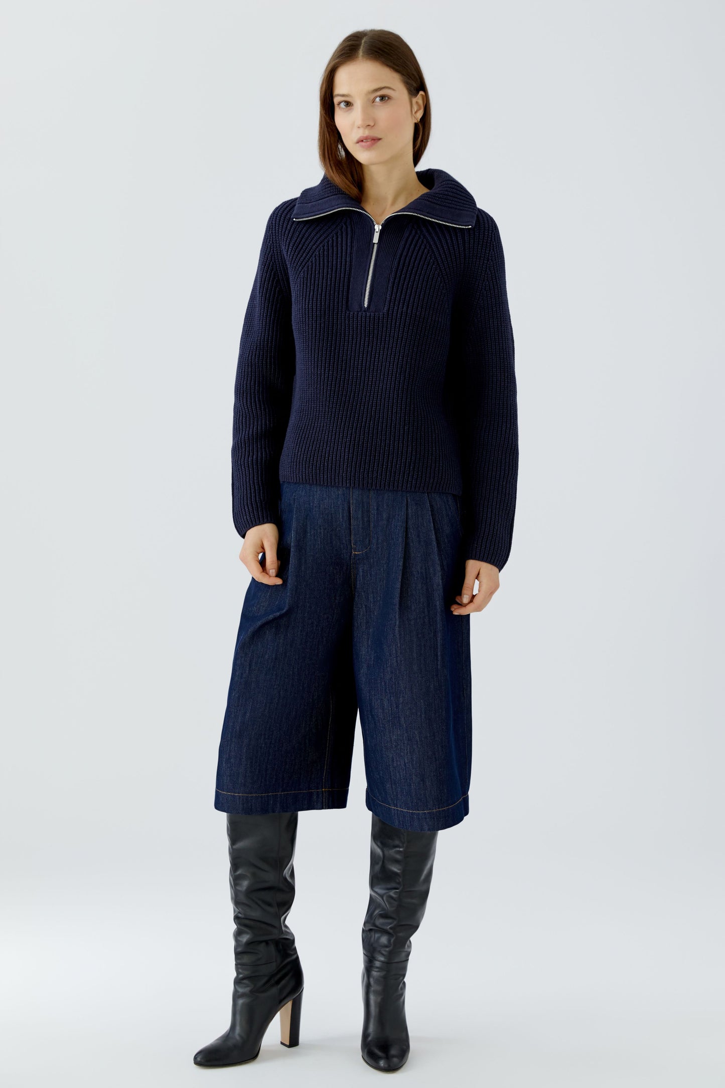 Oui Navy Sweater 98035