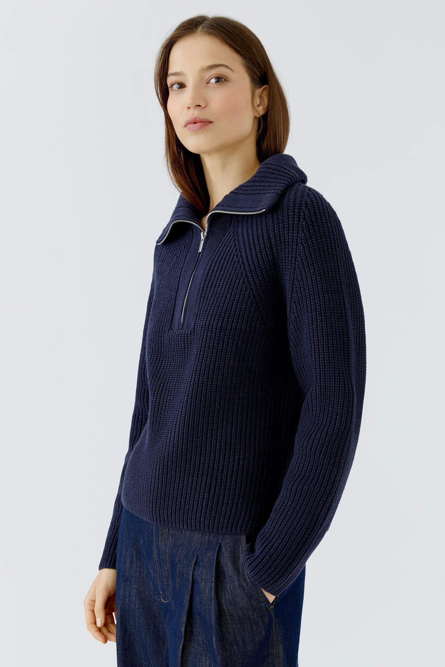 Oui Navy Sweater 98035
