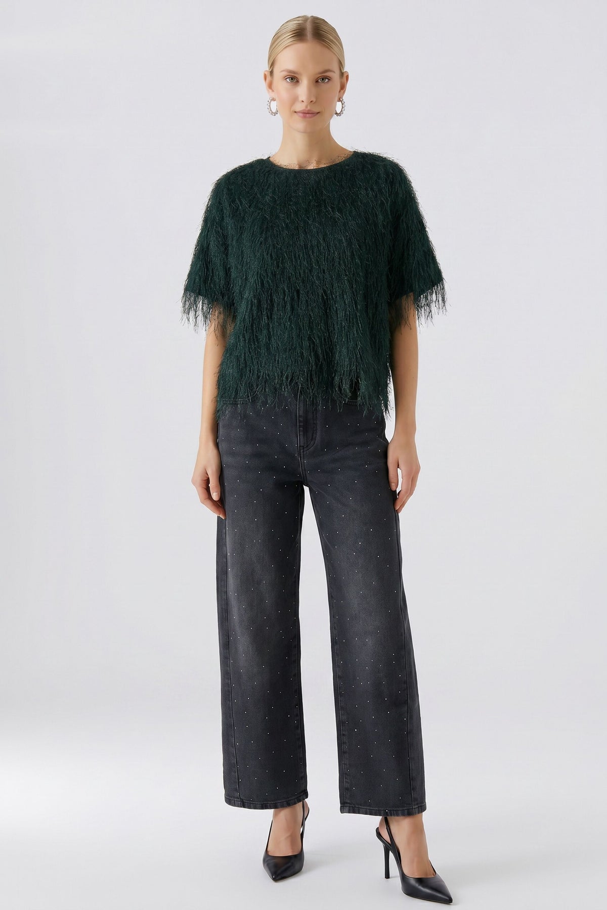 Oui Green Hairy Top 100112