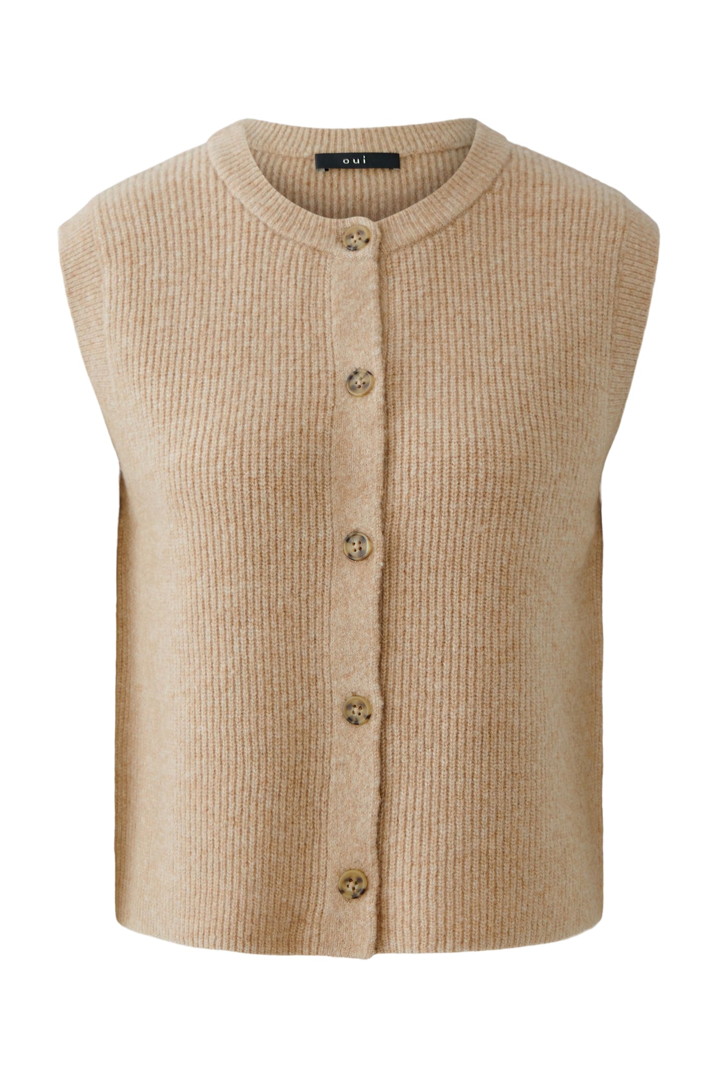 Oui Beige Rib Waistcoat 95505