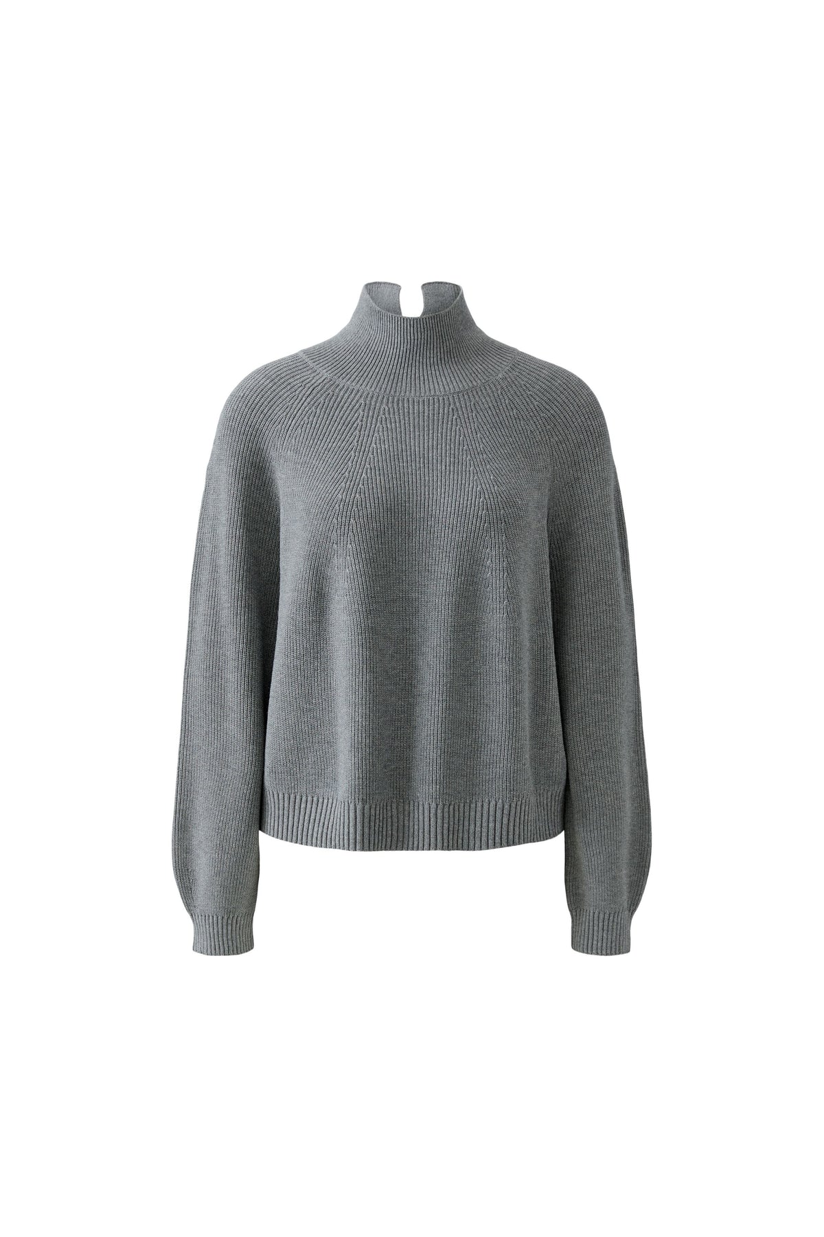 Oui Grey Split Neck Sweater 99829