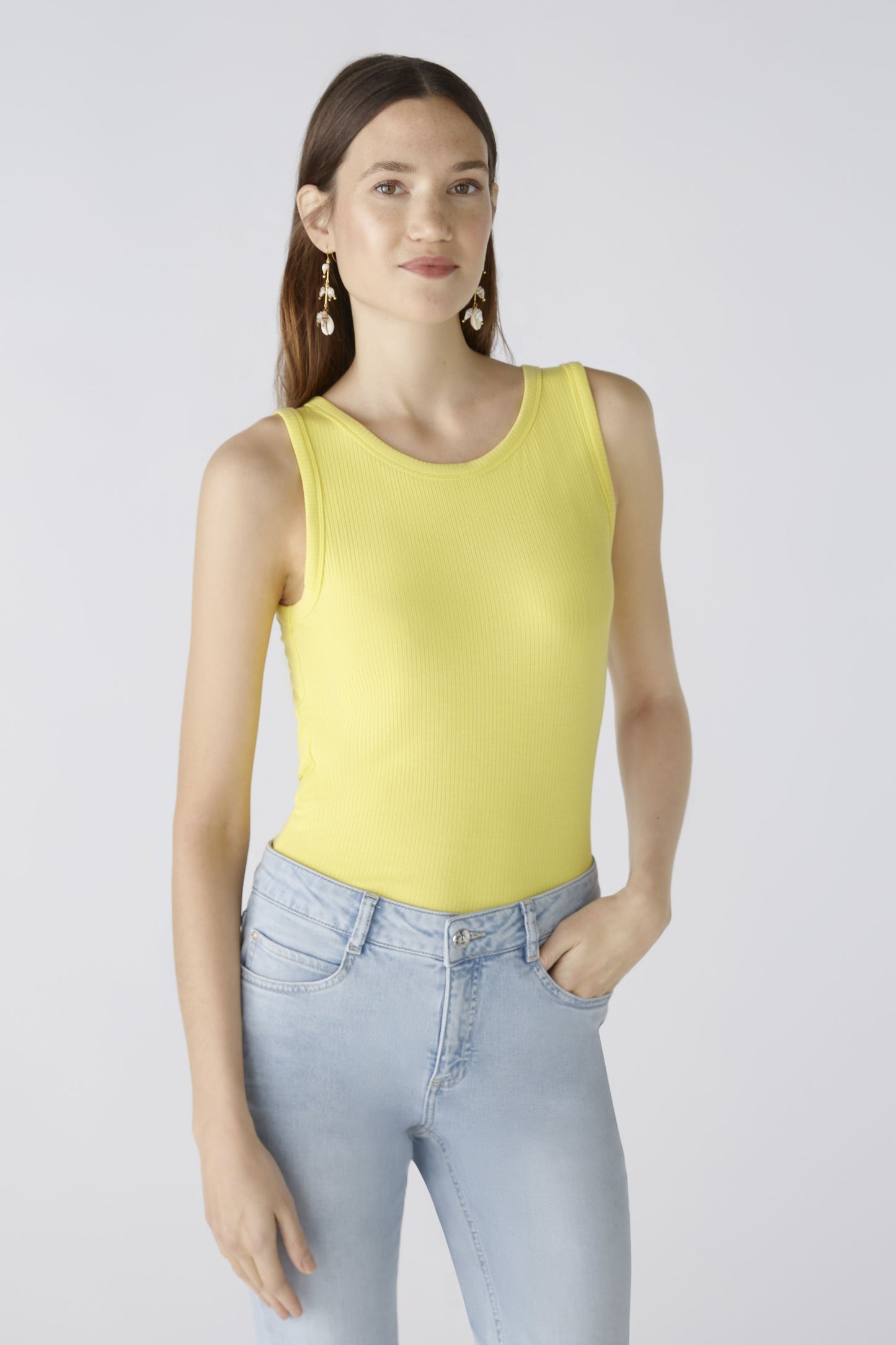 Oui 88608 Yellow Ribbed Vest