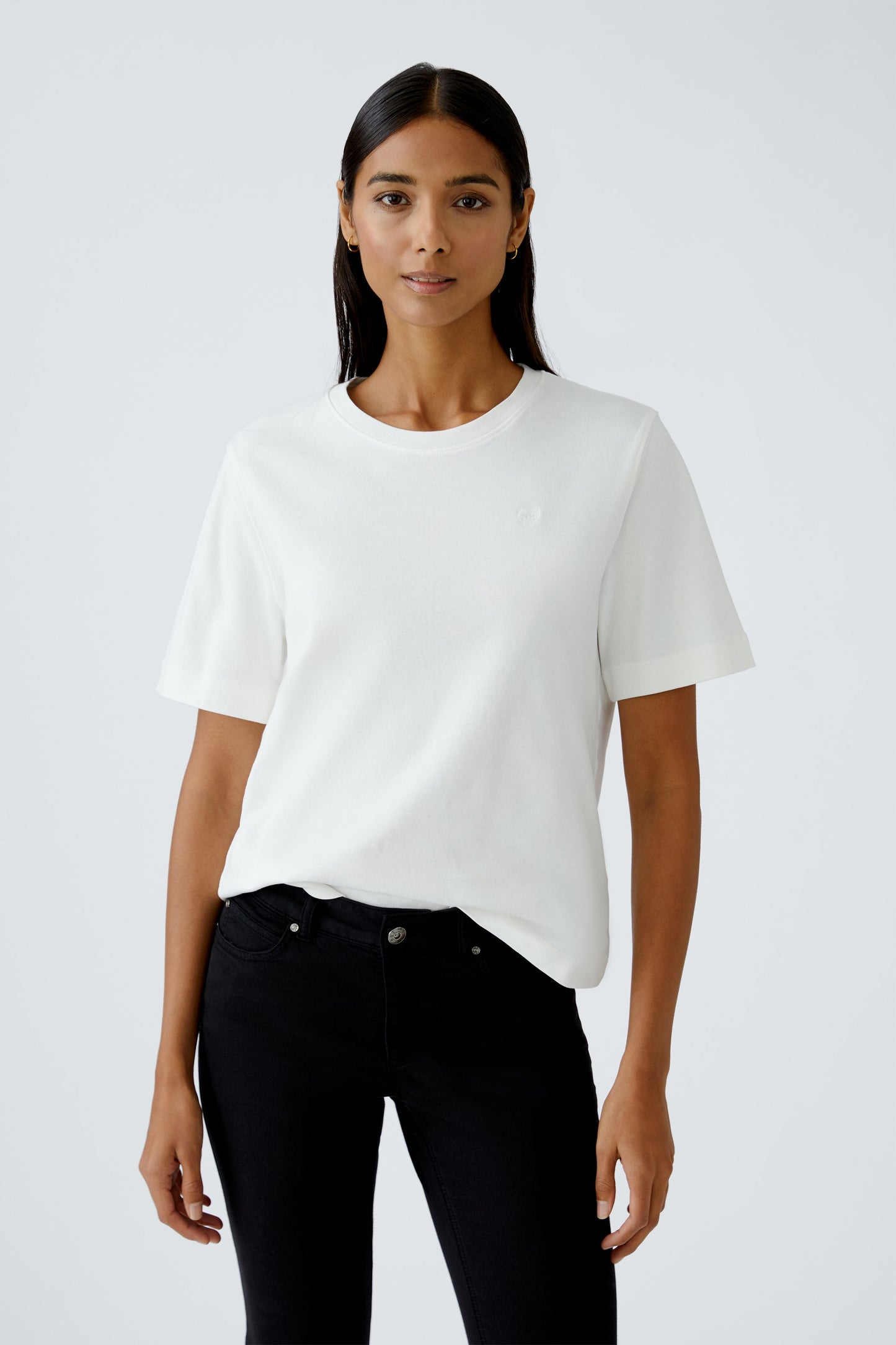 Oui Cream Firm Knit T-Shirt 94694