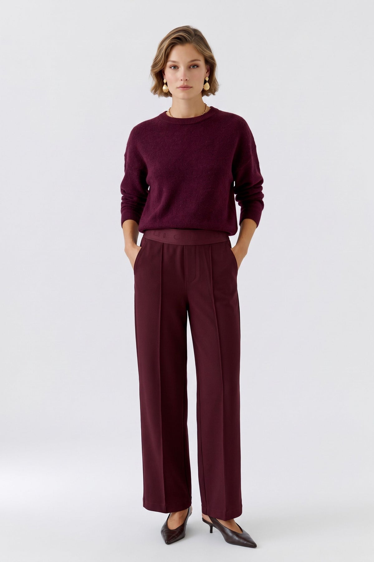 Oui Berry Twill Trousers 96566