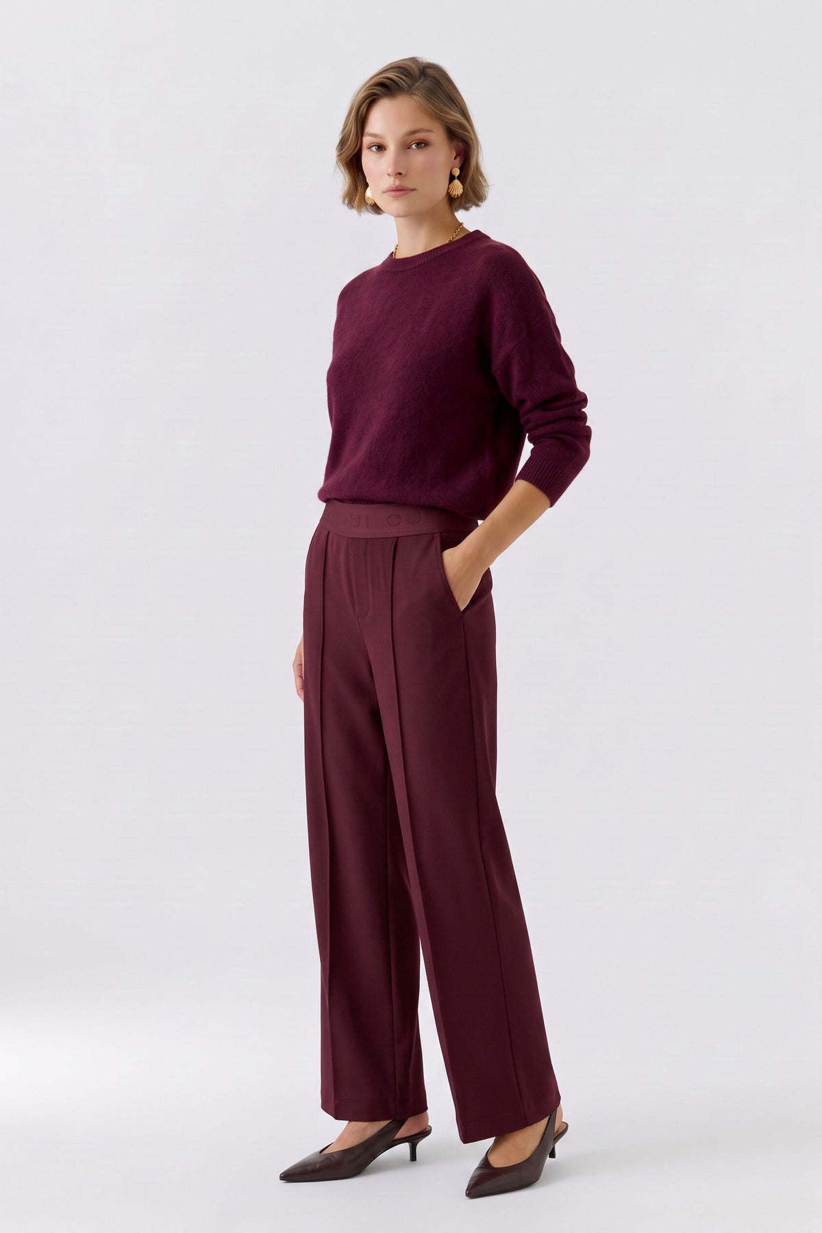 Oui Berry Twill Trousers 96566