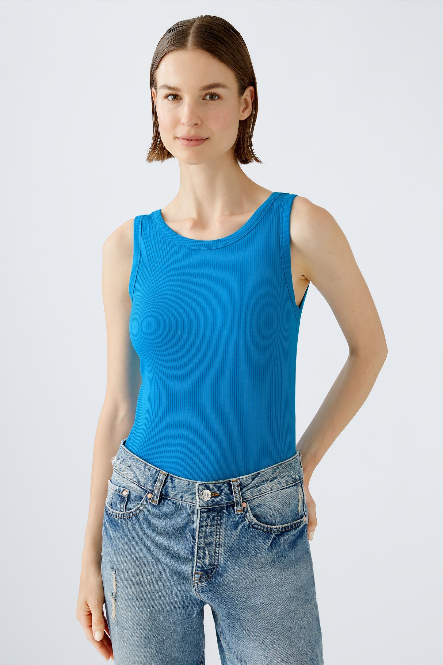 Oui Blue Rib Vest Top 88608