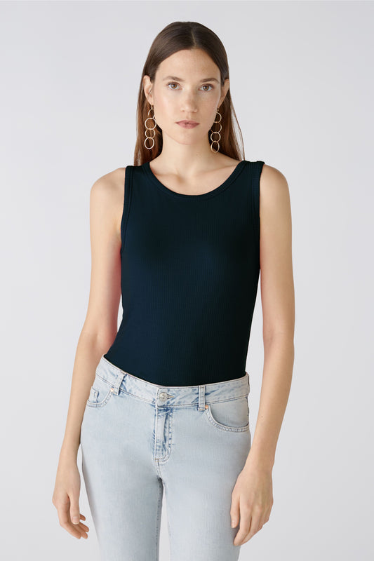 Oui Navy Rib Vest Top 88608