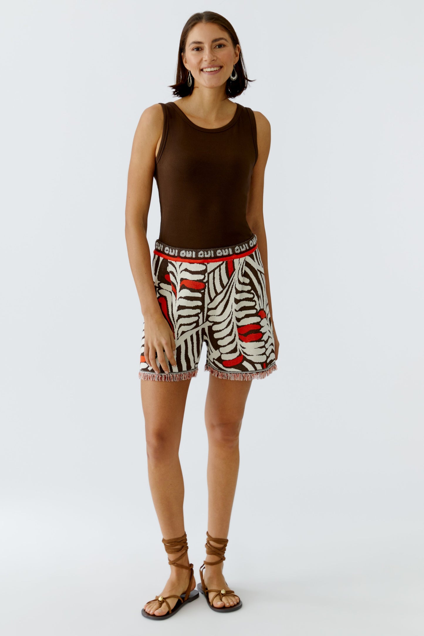 Oui Brown Rib Vest 88608
