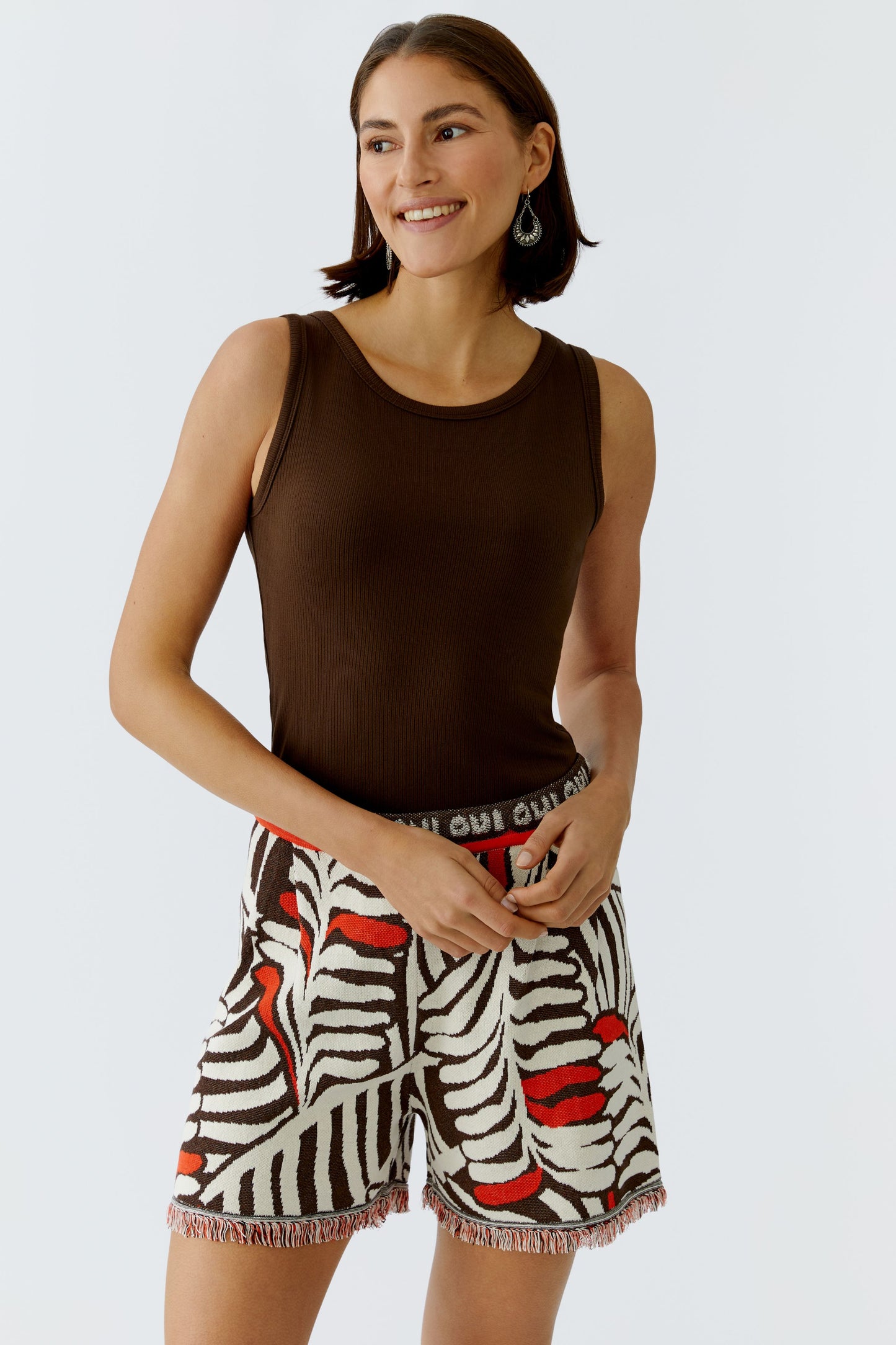 Oui Brown Rib Vest 88608