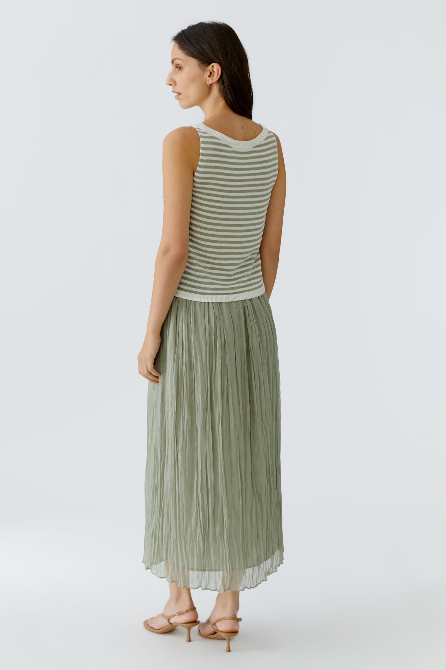 Oui White/Sage Stripe Vest 97280