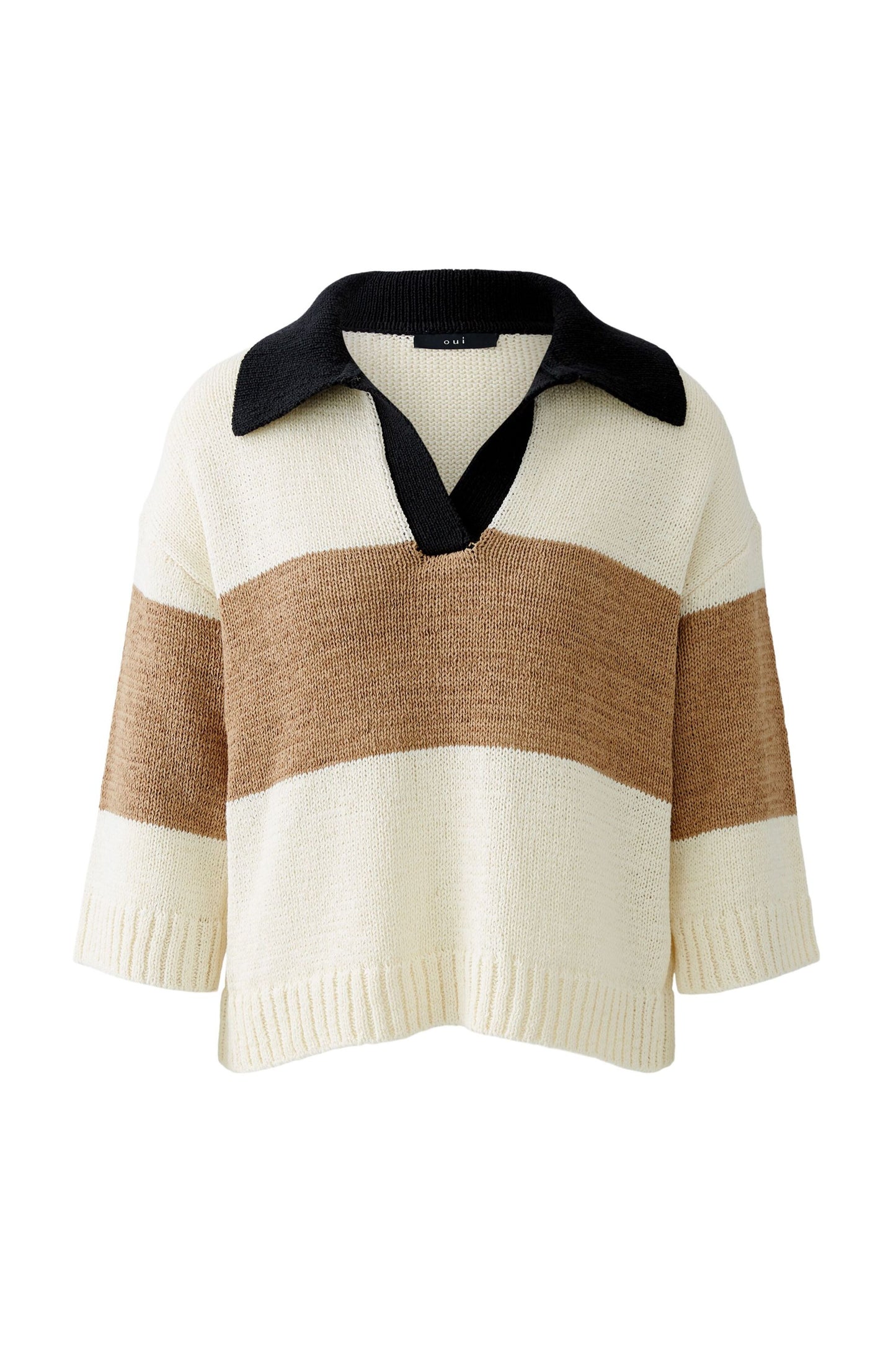 Oui Cream/Black Sweater 93716