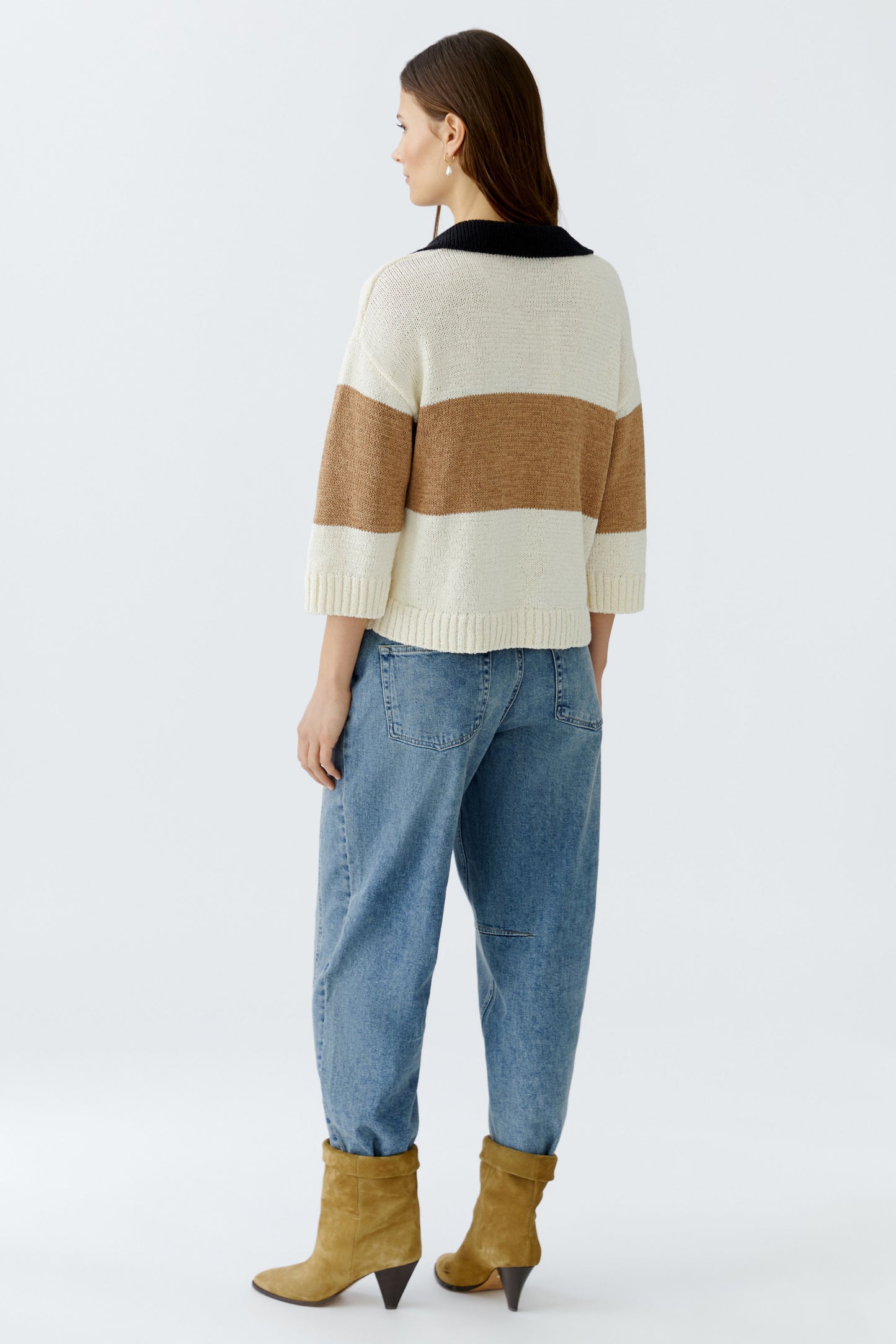 Oui Cream/Black Sweater 93716