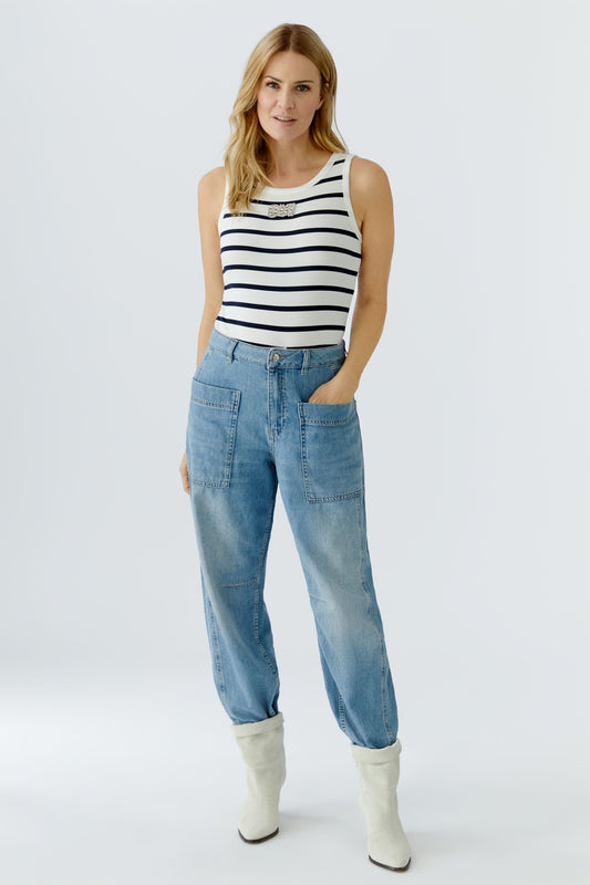 Oui Stripe Sparkly Vest 96534
