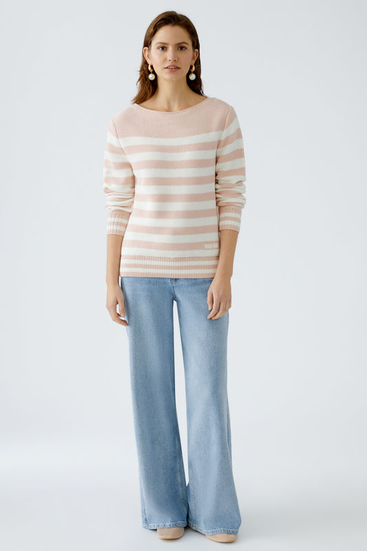 Oui Stripe Cotton Sweater 91948