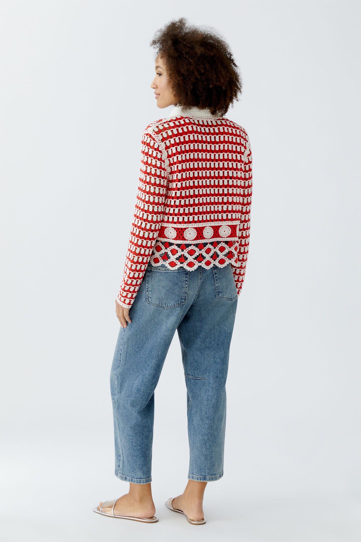 Oui Crochet Shirt Collar Cardigan 93582