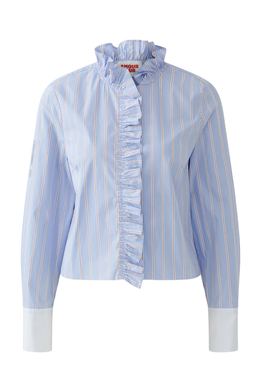 Oui Blue/Red Stripe Blouse 96070