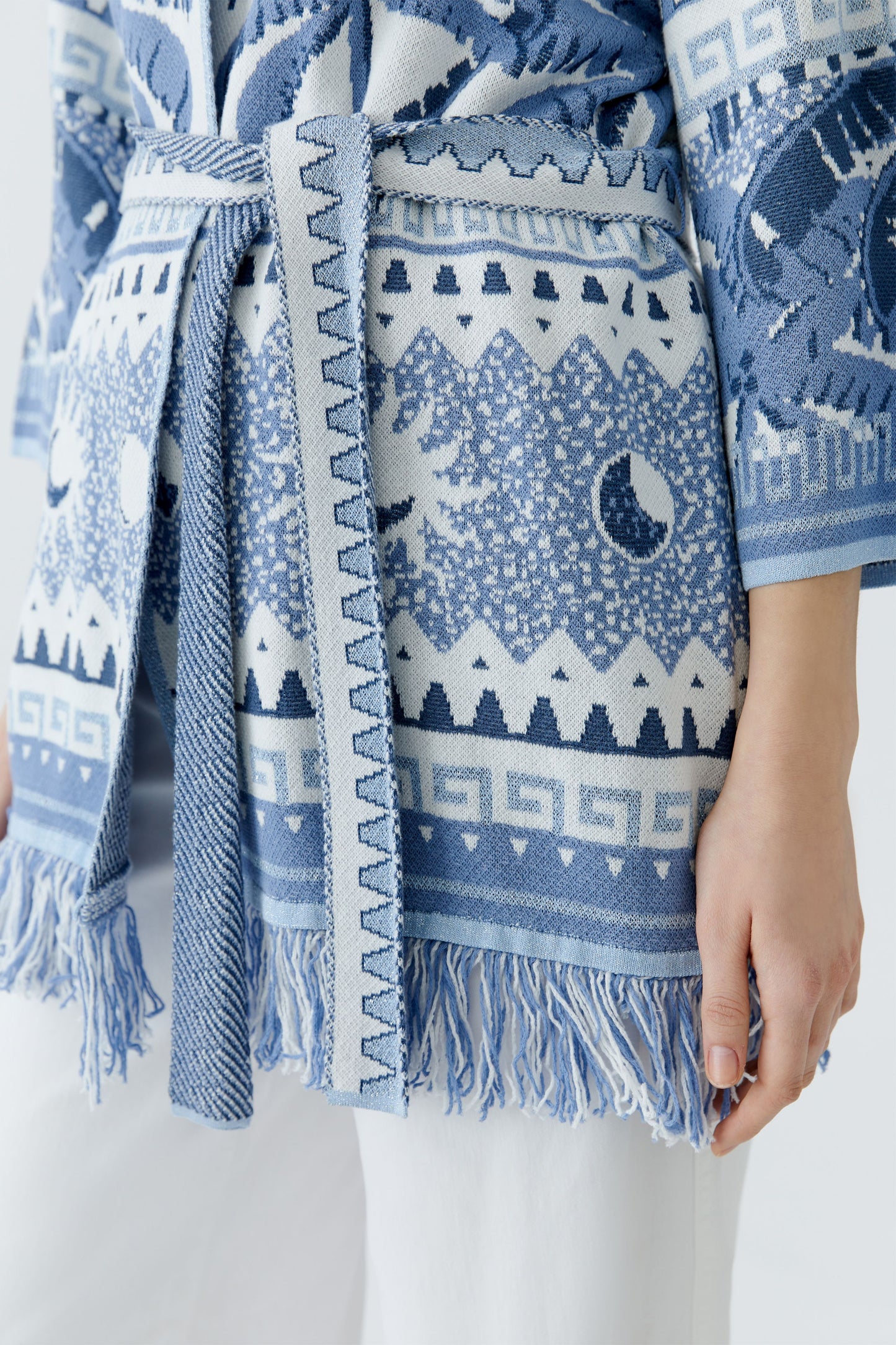 Oui Palm Print Kimono Sleeve Cardigan 93034