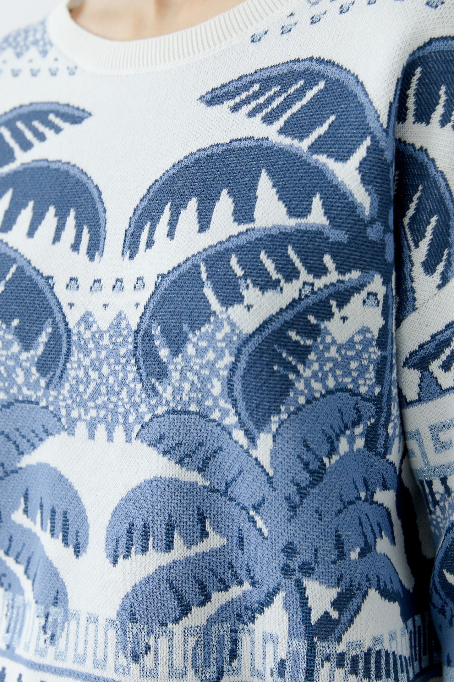 Oui Palm Print Knitted Top 93170