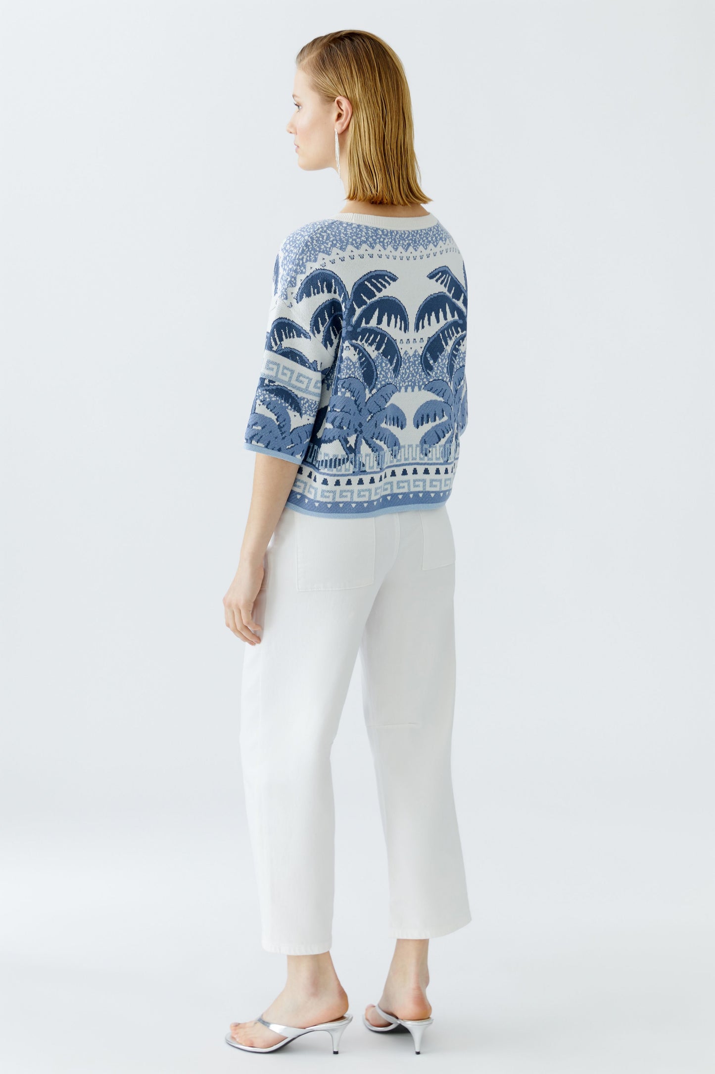 Oui Palm Print Knitted Top 93170