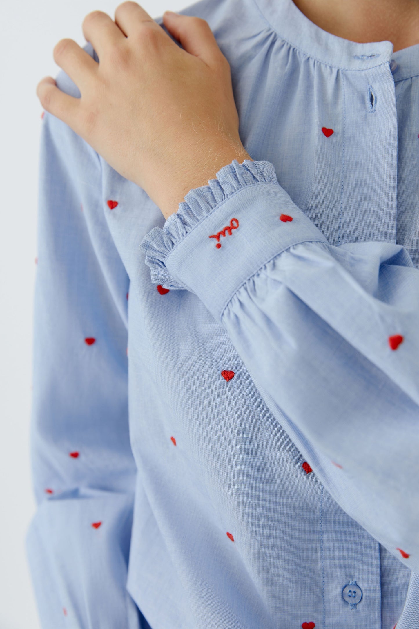 Oui Blue & Red Heart Shirt 96072