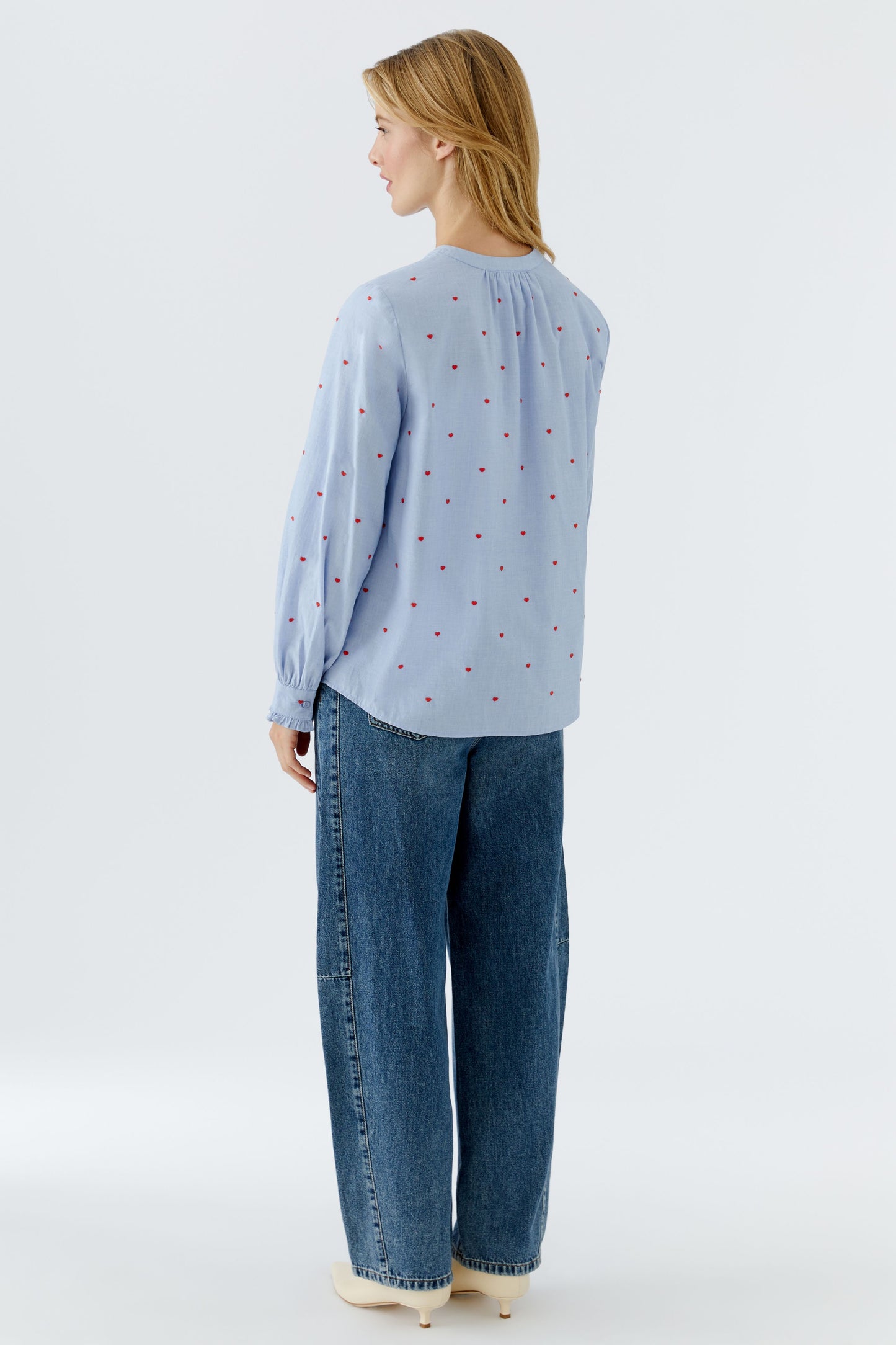 Oui Blue & Red Heart Shirt 96072