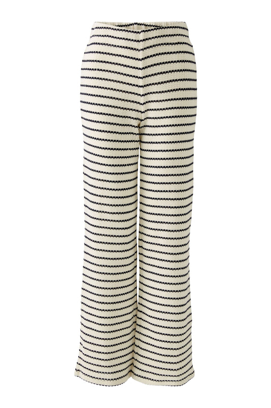 Oui Cream/Navy Trousers 92515