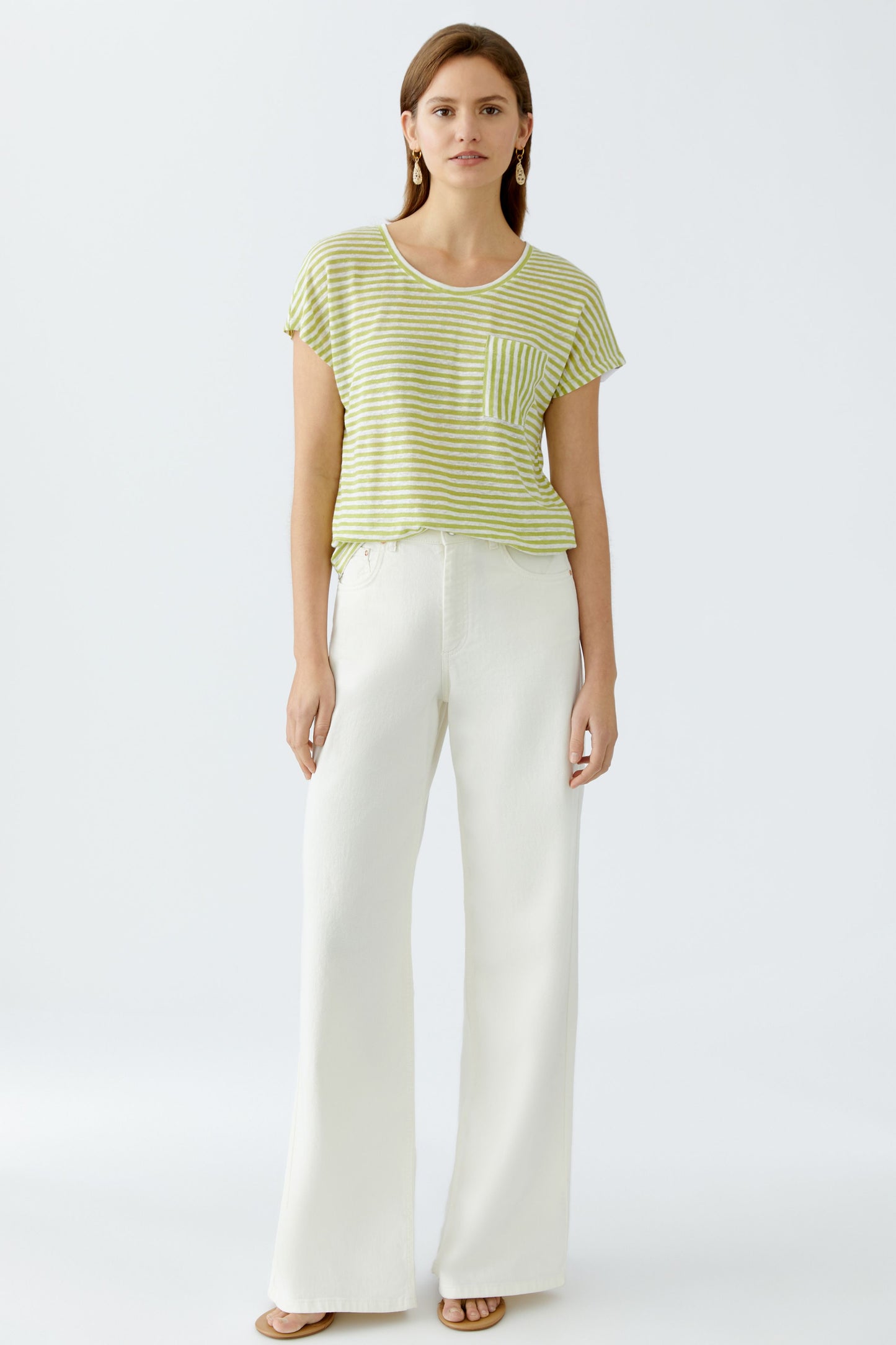 Oui Lime/White Pocket T-Shirt 92906