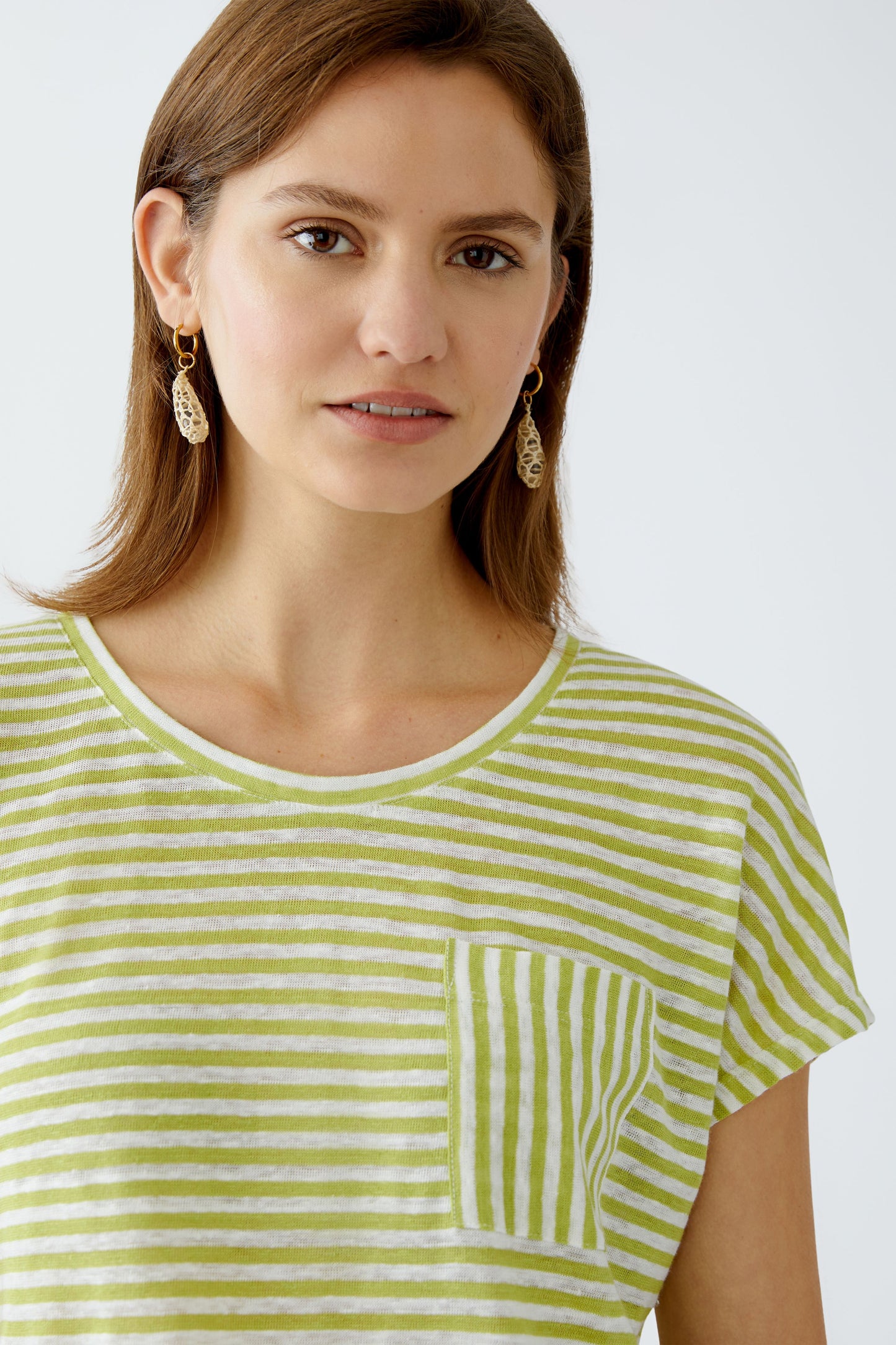 Oui Lime/White Pocket T-Shirt 92906