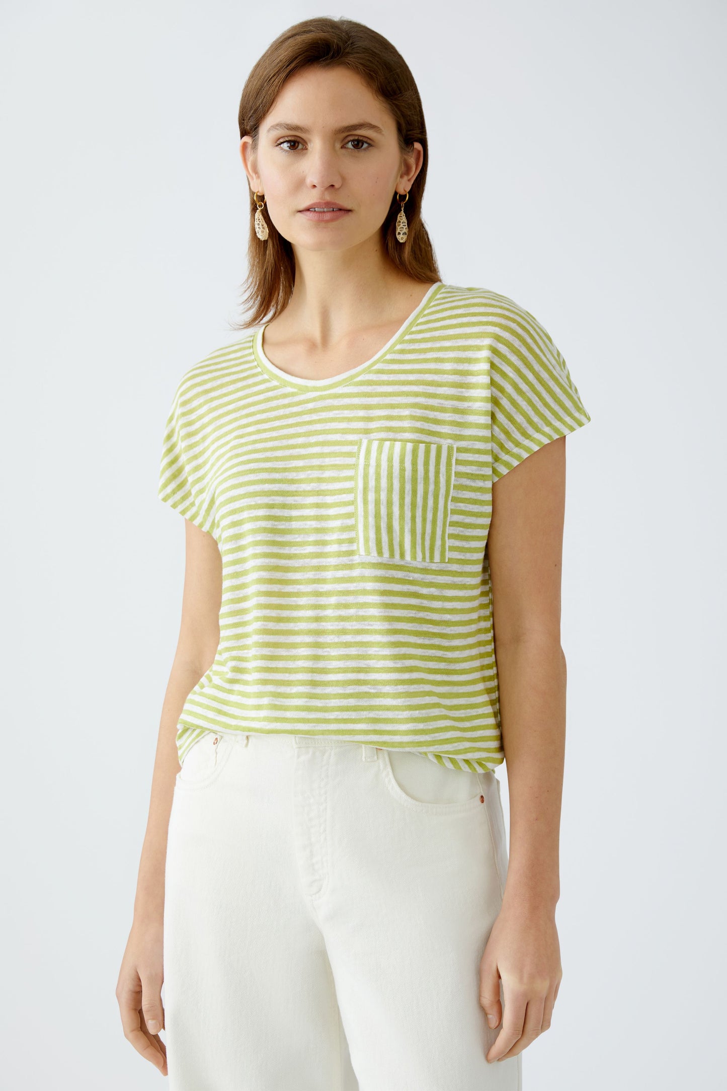 Oui Lime/White Pocket T-Shirt 92906