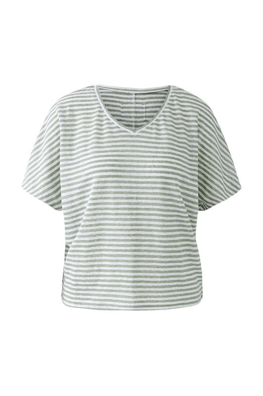 Oui Khaki/White Stripe T-Shirt 92905