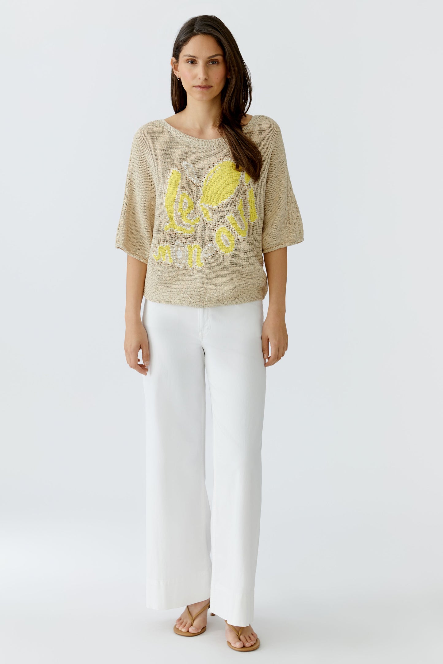 Oui Lemon Front Sweater 97433