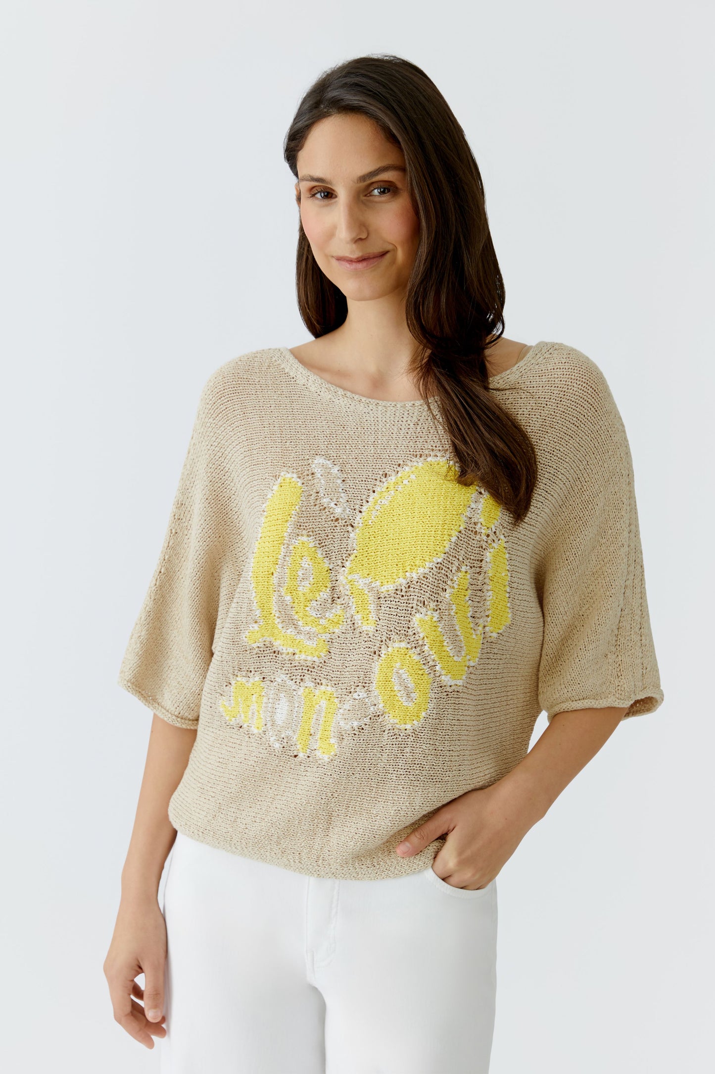 Oui Lemon Front Sweater 97433