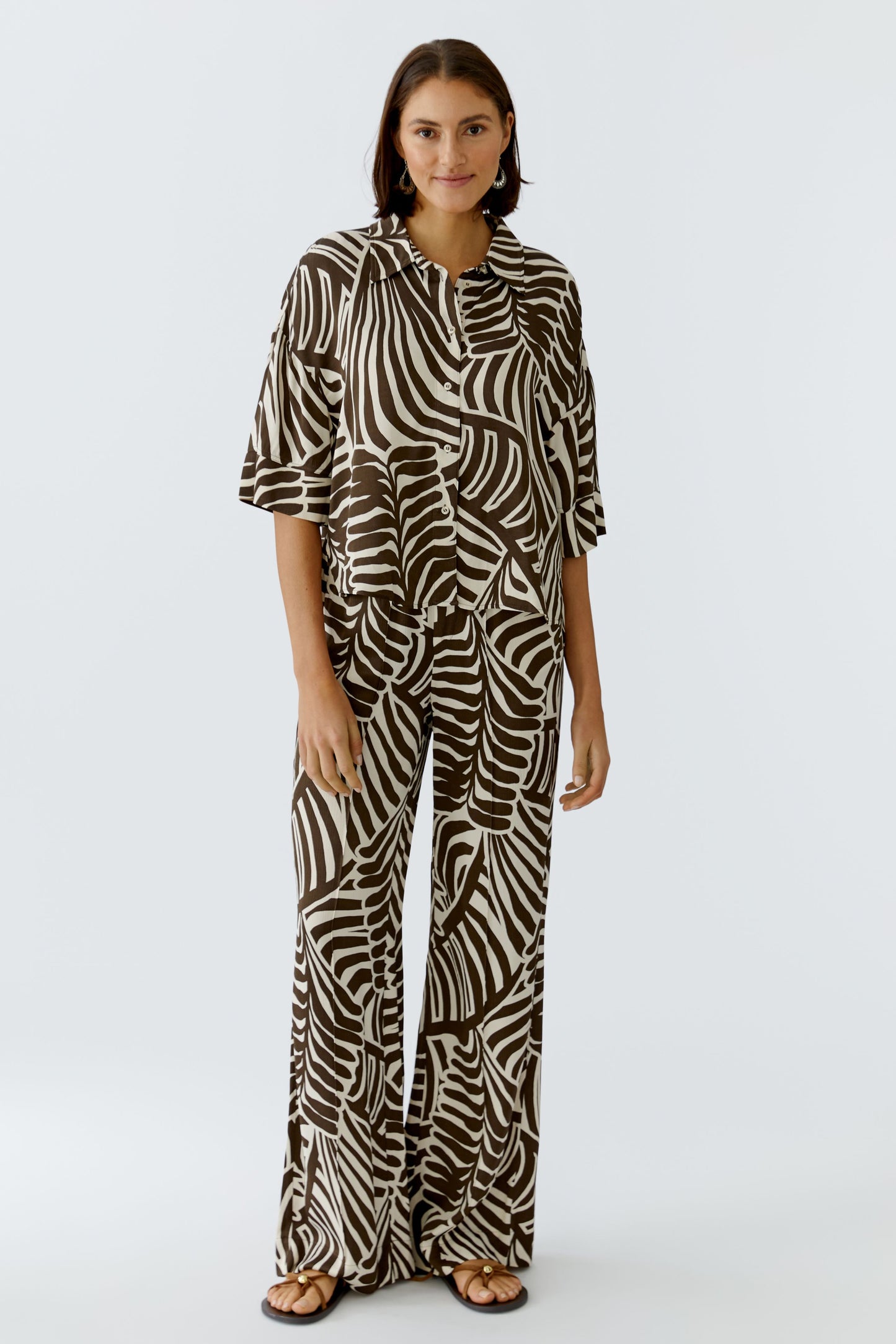 Oui Palm Print Trousers 97481