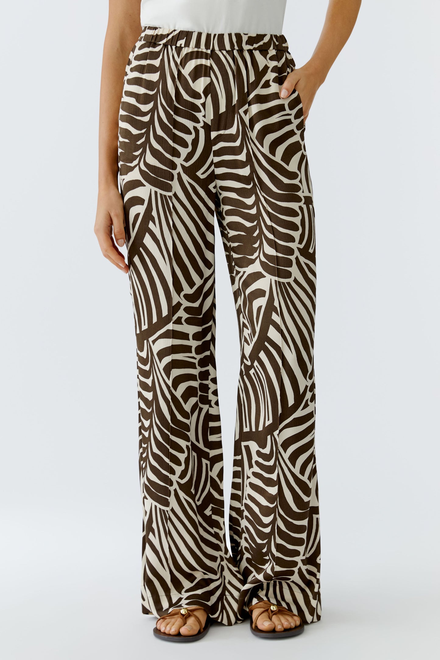 Oui Palm Print Trousers 97481