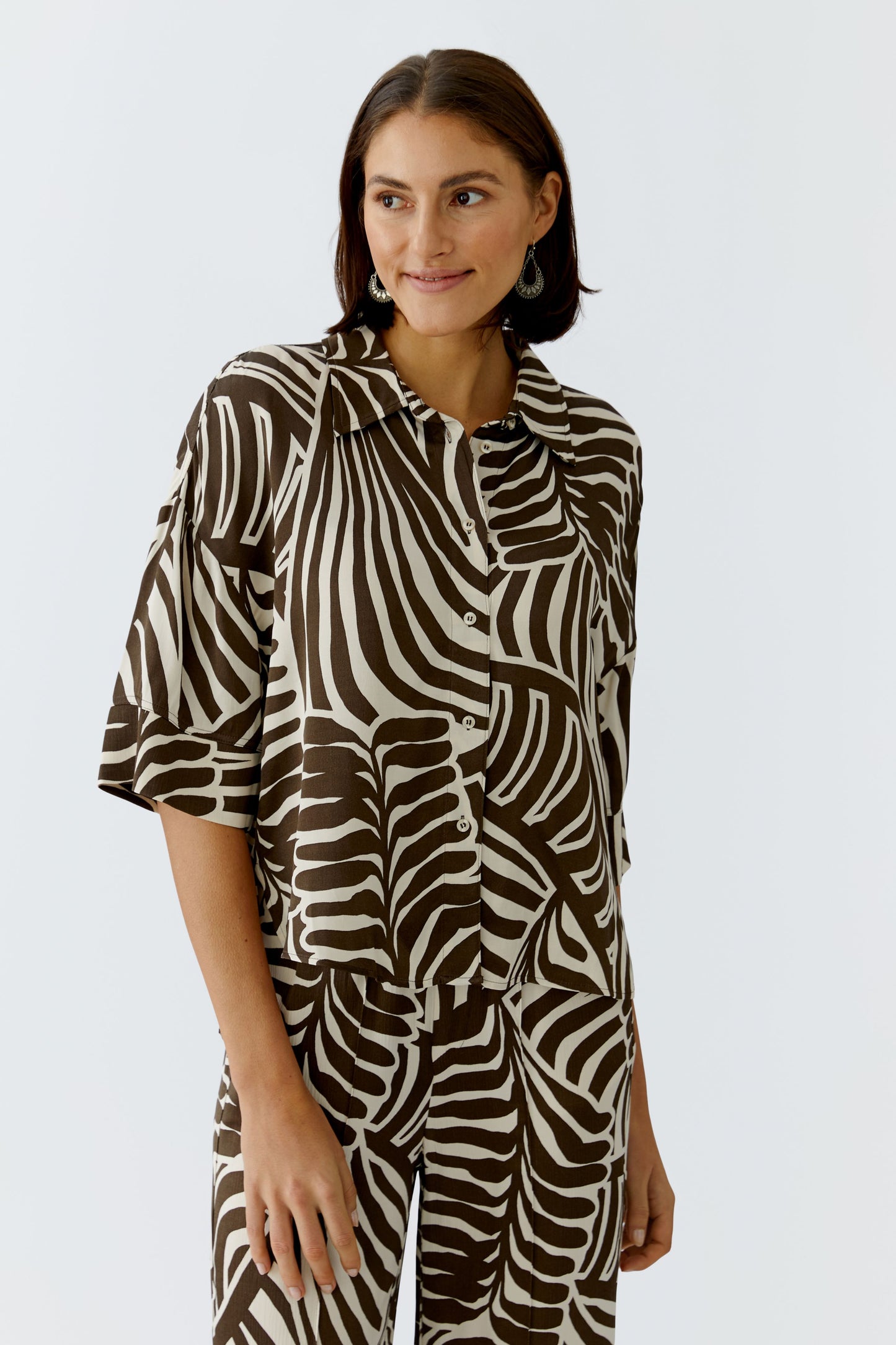Oui Palm Print Shirt 97532