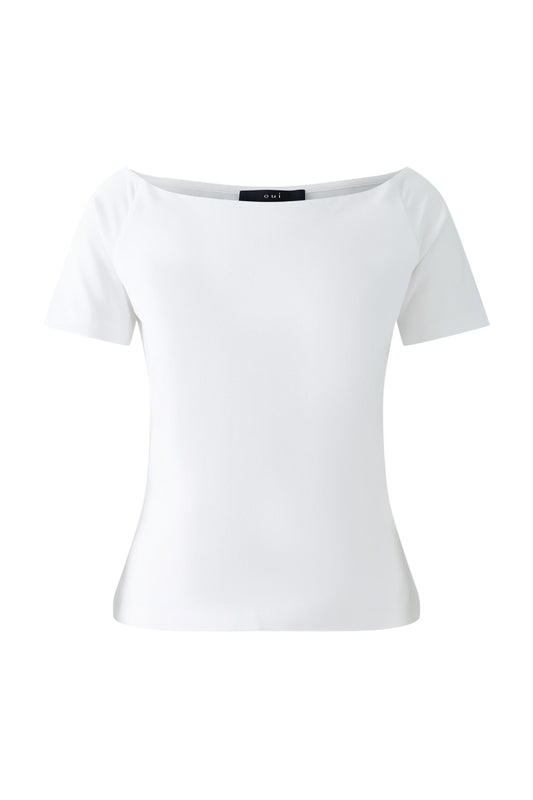 Oui Boat Neck Jersey-Shirt White 92896