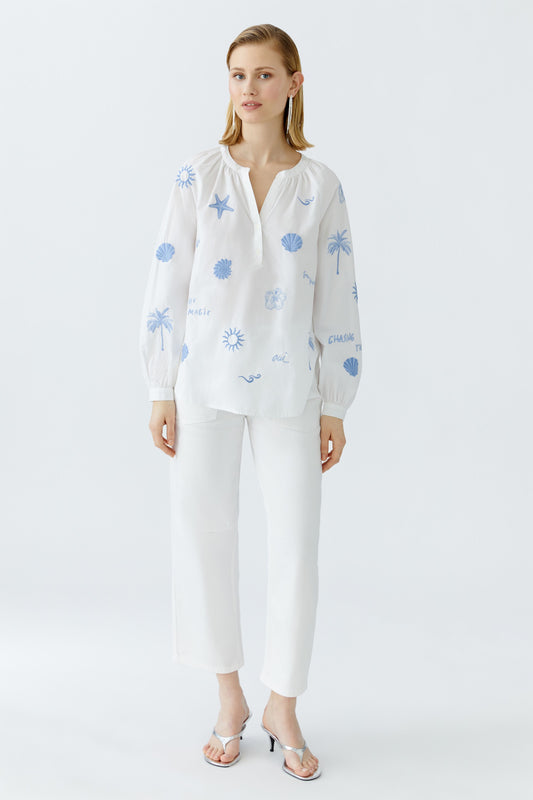 Oui Cotton Embroidered Shirt 93211