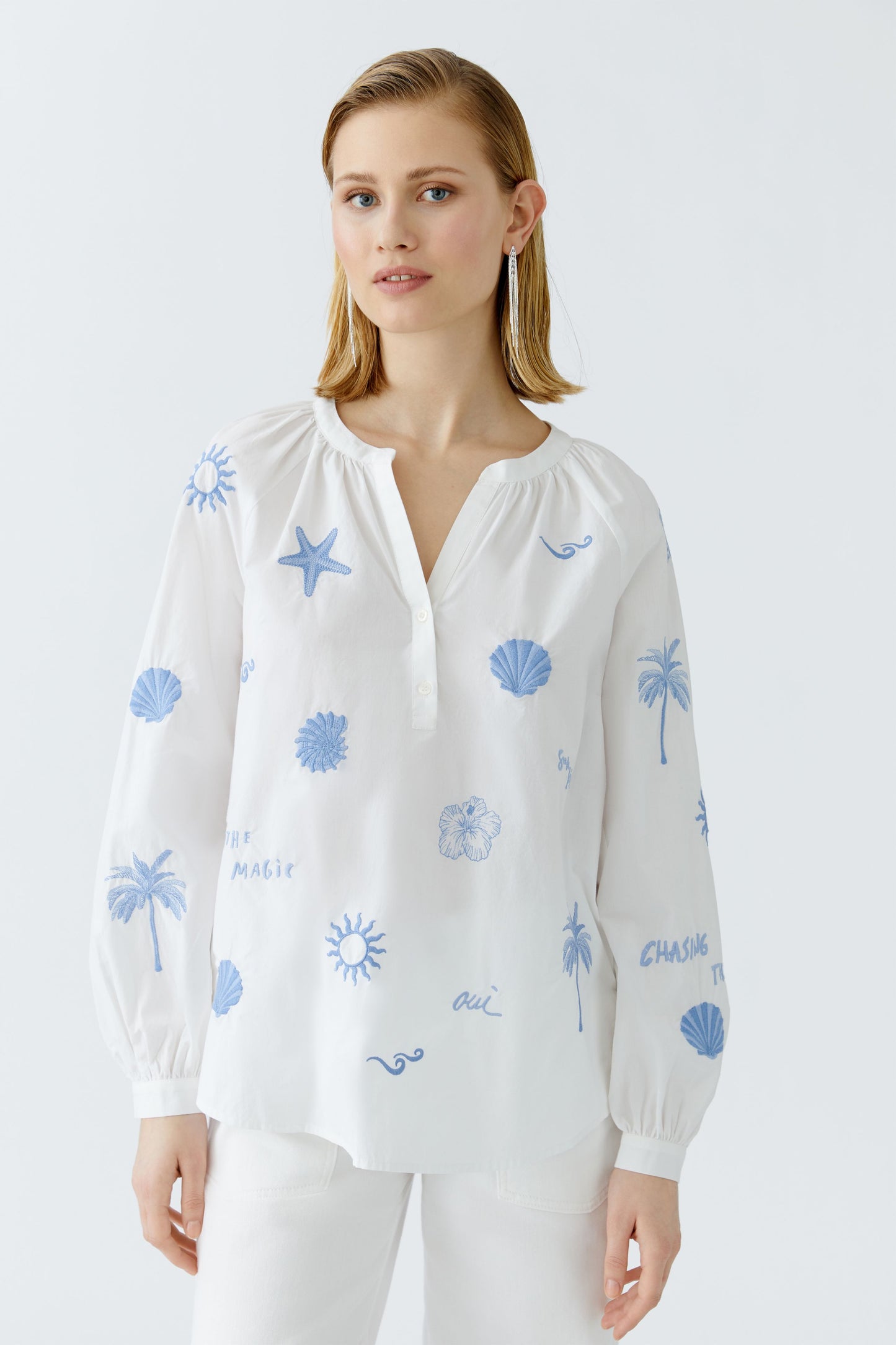 Oui Cotton Embroidered Shirt 93211
