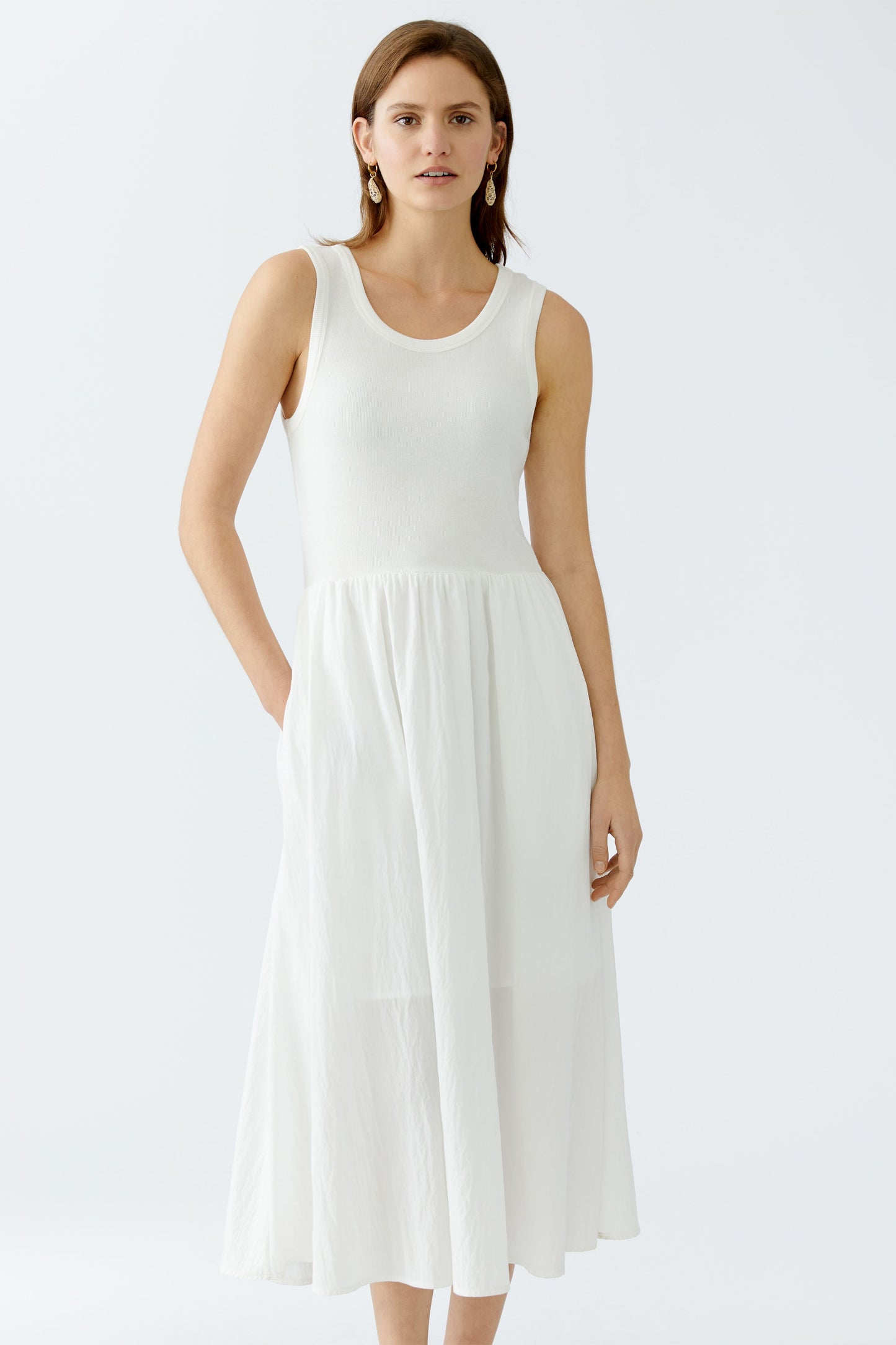 Oui White Vest Top Full Skirt Dress 91814