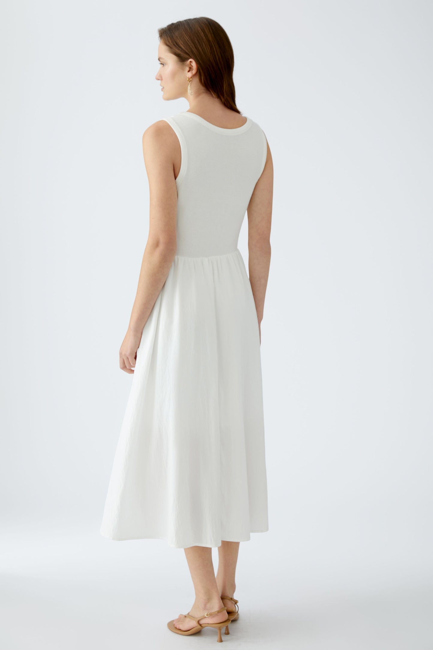 Oui White Vest Top Full Skirt Dress 91814