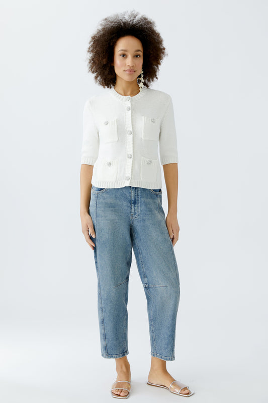 Oui Off White Knit Cardigan 93581